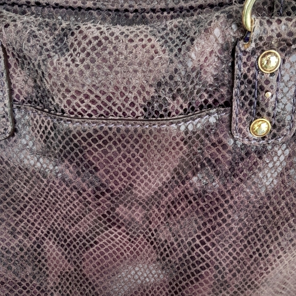 Michael Kors Purple Python Leather Satchel Tote Good Pre Owned RARE - Picture 11 of 13